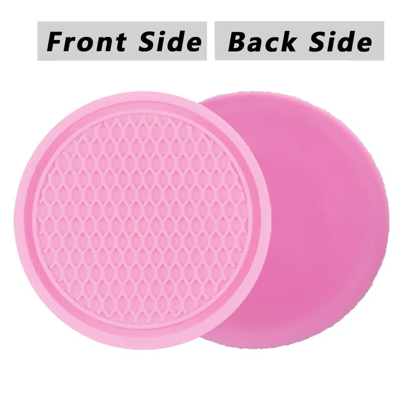 ZSDY Car Cup Coaster  4PCS Universal Auto Non-Slip Cup Holder Embedded in Ornaments Silicone Coaster  Car Interior Accessories Sets  Pink - Image 5